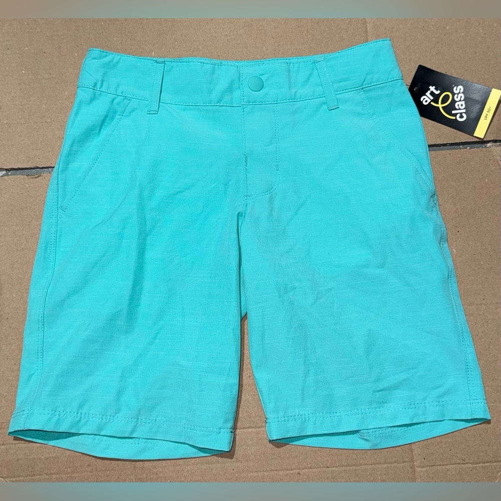 Boys Size 18 Arts Class Turquoise Swim Shorts With Adjustable Waist NEW